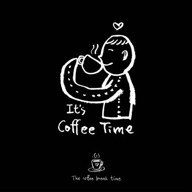 Cafe poster / yarım yamalak kahve illüstrasyon - vektör