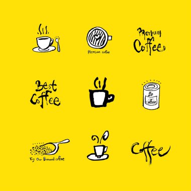 Cafe poster / yarım yamalak kahve illüstrasyon - vektör