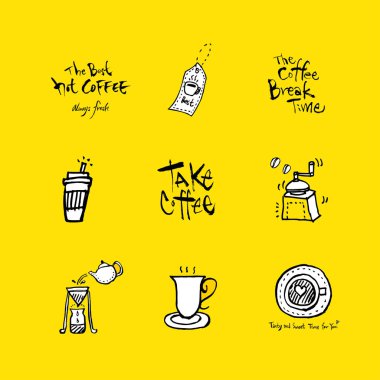 Cafe poster / yarım yamalak kahve illüstrasyon - vektör