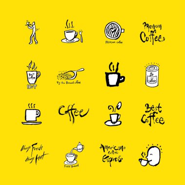 Cafe poster / yarım yamalak kahve illüstrasyon - vektör