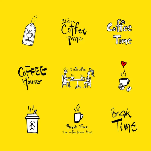 Cafe poster / yarım yamalak kahve illüstrasyon - vektör