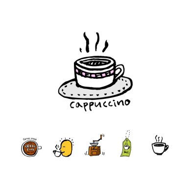 Cafe poster / yarım yamalak kahve illüstrasyon - vektör