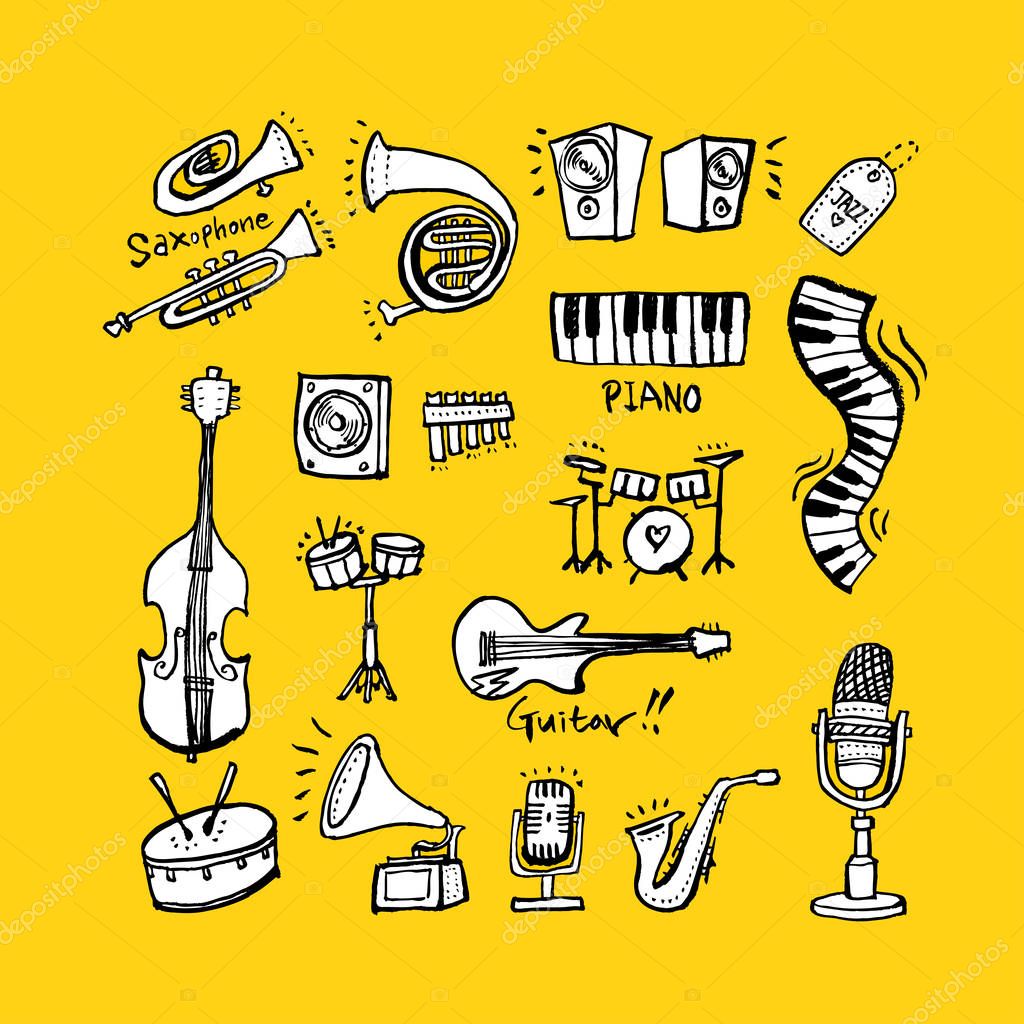 Concert poster / Sketchy music illustration - vector