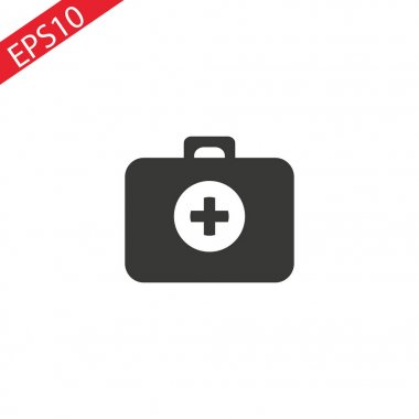İlk yardım simgesi gri arka planda izole edildi. Web sitenizin tasarımı için tıbbi sembol, logo, uygulama, UI. Vektör illüstrasyonu, EPS10.