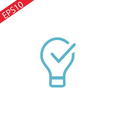 Ampul, onay işareti simgesini vektör Logo şablonu