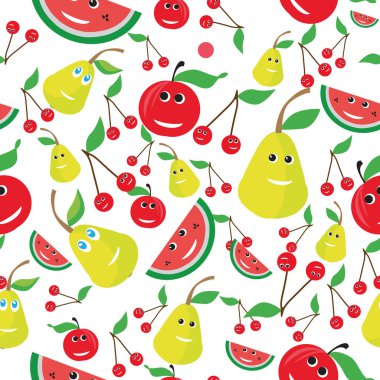 Serin grafik tarzı meyvelerin vektör seamless modeli.