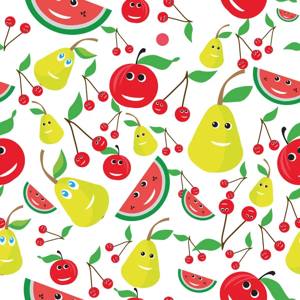 Serin grafik tarzı meyvelerin vektör seamless modeli.