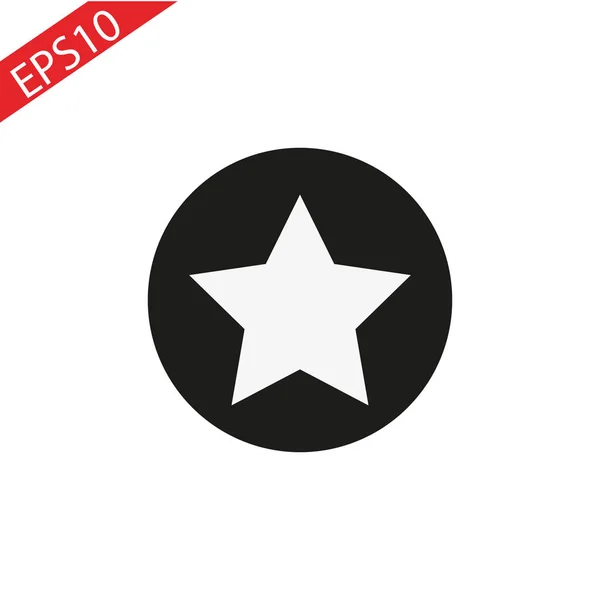 Estrella Icono Del Círculo Ilustración Vectorial Plana Negro Sobre Fondo — Vector de stock