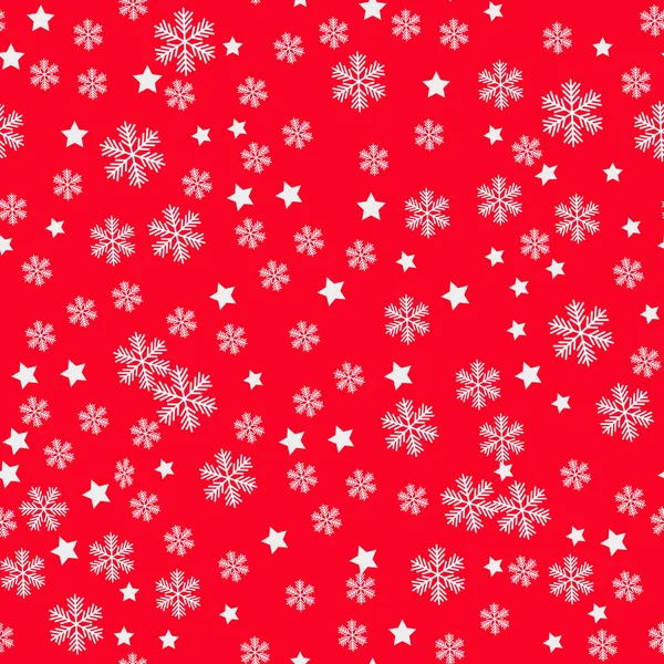 Χριστούγεννα νιφάδες χιονιού κόκκινο φόντο. Απρόσκοπτη επανάληψη μοτίβο — Διανυσματικό Αρχείο