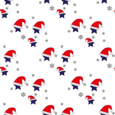Noel Baba kusursuz desenli vektör kar tanesi şeker kamışı eşarp izole edilmiş Duvar kağıdı kaplama kağıt karalama tasarımı