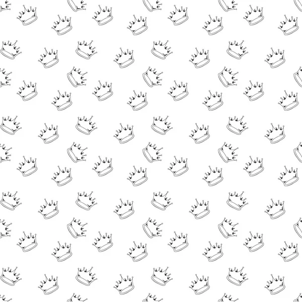 Hand drawn vector crown doodle minimalistic seamless pattern. — Stock Vector