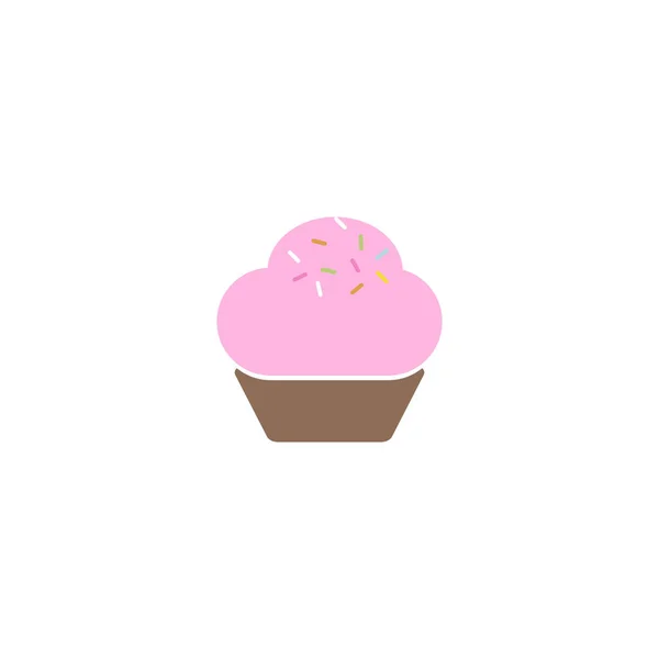 Cupcake shop logo template. Pink creamy glossy cake illustration. — Stock Vector