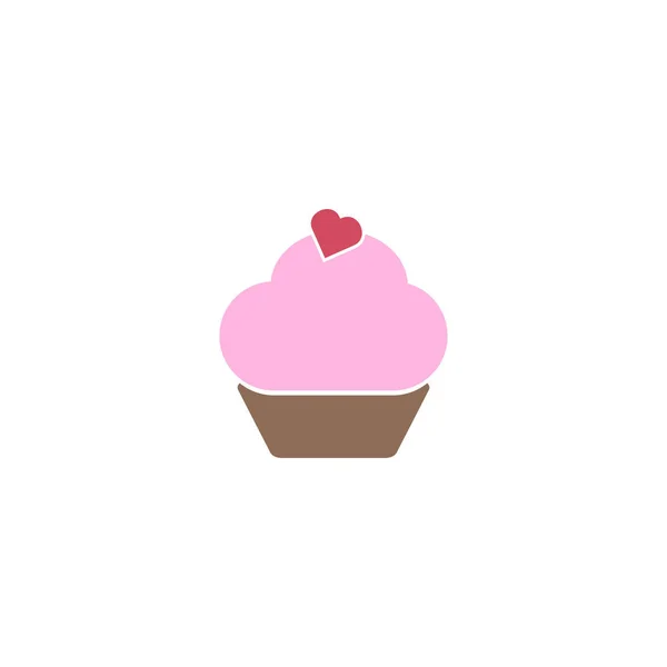Cupcake shop logo template. Pink creamy glossy cake illustration. eps10 — Stock Vector