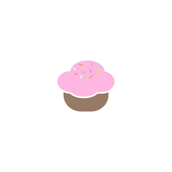 Cupcake商店标志模板。 粉红、乳白色、光滑的蛋糕插图. — 图库矢量图片