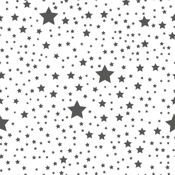 Star seamless pattern. Black and white retro background. Chaotic elements. Abstract geometric shape texture. Effect of sky. Design template for wallpaper, wrapping, fabric, textile Vector Illustration — Stock Vector