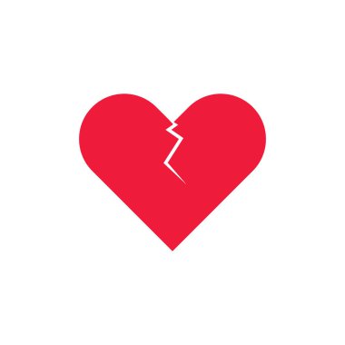 Kırık kırmızı kalp. Uygulamalar ve web siteleri için düz simge. Vektör çizimi. 10 saniye.