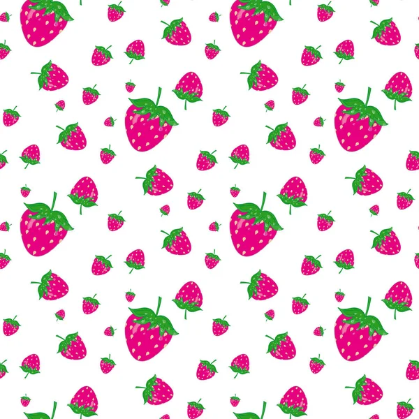 Χέρι Ζωγραφισμένο Ροζ Ακουαρέλα Φράουλα Πράσινα Φύλλα Επαναλαμβανόμενο Φόντο Μοτίβο — Διανυσματικό Αρχείο