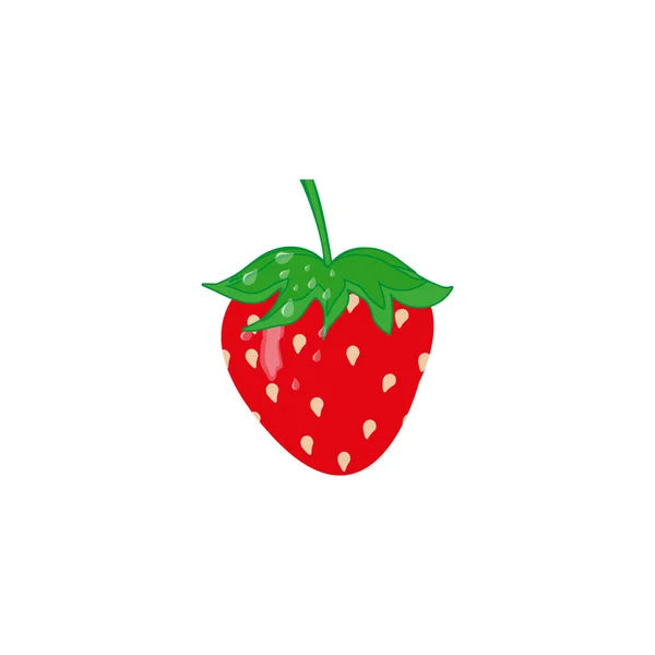 草莓色的标志 草莓卡通画风格符号 被白色的背景隔离了头10 — 图库矢量图片