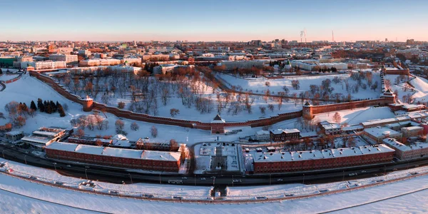 Panorama Cidade Inverno Pôr Sol — Fotografia de Stock