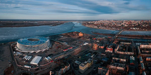 Нижній Новгород Росія 2018 Міського Пейзажу Заході Сонця Стадіон Нижній — стокове фото