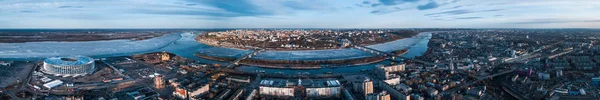 Nizhny Novgorod Rússia 2018 Paisagem Urbana Pôr Sol Estádio Nizhny — Fotografia de Stock