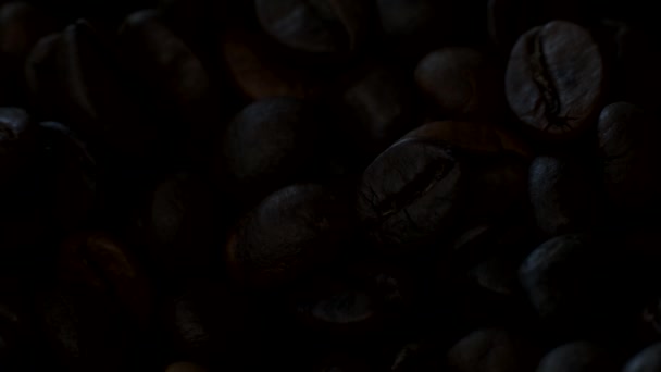 Animering Belysning Kaffebönor Närbild — Stockvideo