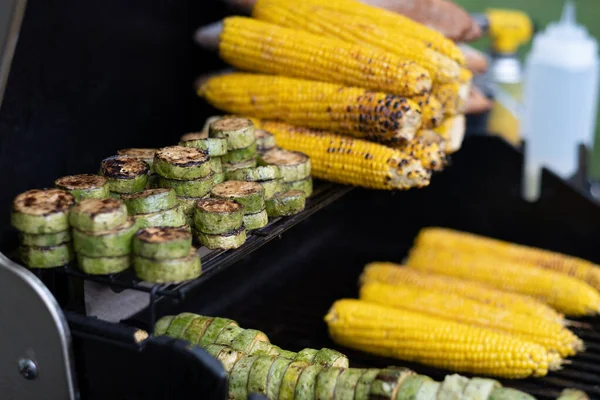 Grilled Corn Zuccini Grate Grill Thai Street Food — Stock Photo, Image