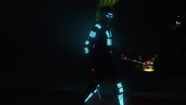 Laser Show Performance Χορευτές Κοστούμια Λαμπτήρα Led Πολύ Όμορφο Νυχτερινό — Αρχείο Βίντεο