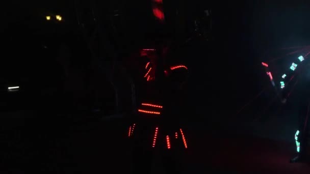 Laser Show Föreställning Dansare Kostym Med Led Lampa Mycket Vacker — Stockvideo