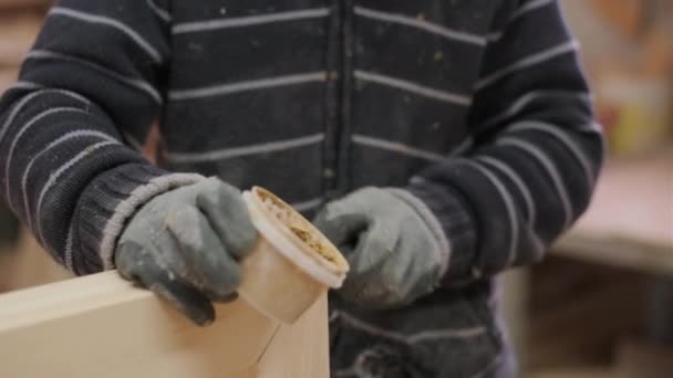 Menuisier Gère Les Produits Bois Travailler Dans Atelier Menuiserie Production — Video