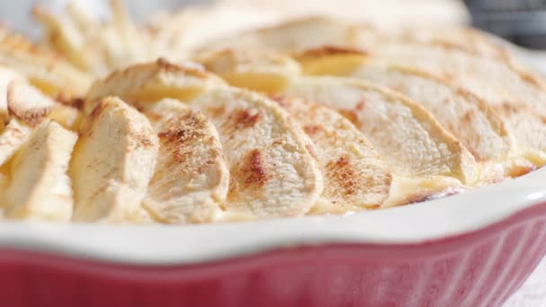 Freshly Baked Apple Pie Cinnamon Cheese Homemade Pastries Delicious Closeup — Stock Video