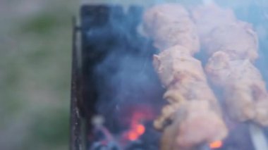 Izgara biftek. Izgara et. Barbekü. Sokak yemeği. Duman ve kömür ısısı