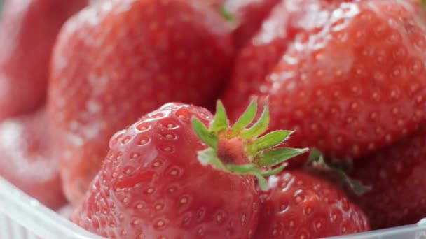 Fraises Fraîches Mûres Fermer Fraise Mûre Biologique Concept Hygiène Alimentation — Video