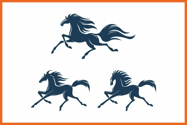 Pose Elegant Horses — Stock Vector