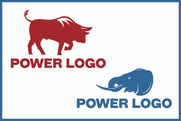 Bull Och Elefant Power Logotype — Stock vektor