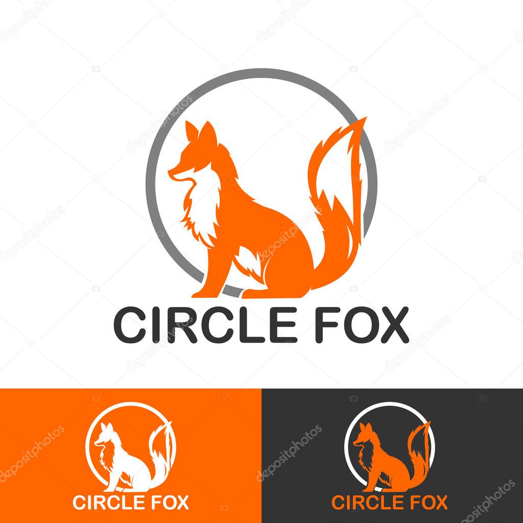 Smart fox with circle icon logotype