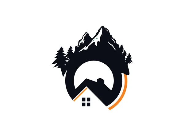 Casa Logotipo Colina Icono Inteligente Para Compañía Hipotecaria — Vector de stock