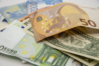 Dolar ve ruble. İş konsepti.