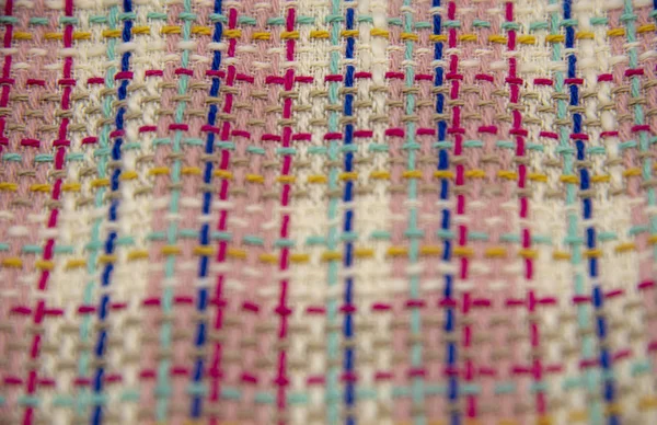 Абстрактна текстура різнокольорової тканини, крупним планом модний фон. Різнокольорові плетені тканини . — стокове фото