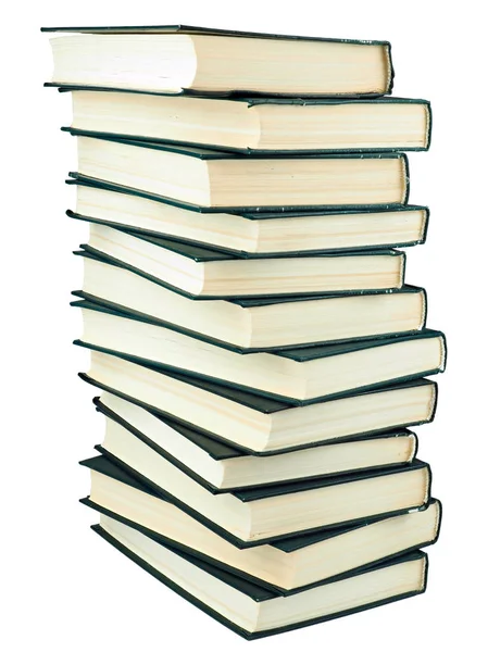 Stack of real books on white background, vertical isolated — Stock Photo, Image