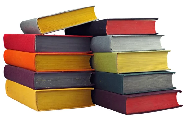 Stack of colorful real books on white background, isolated — Stock Photo, Image