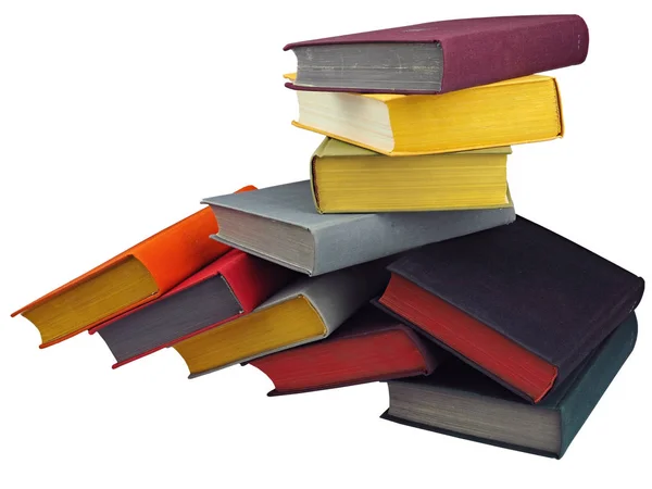 Stack of colorful real books on white background, isolated — Stock Photo, Image