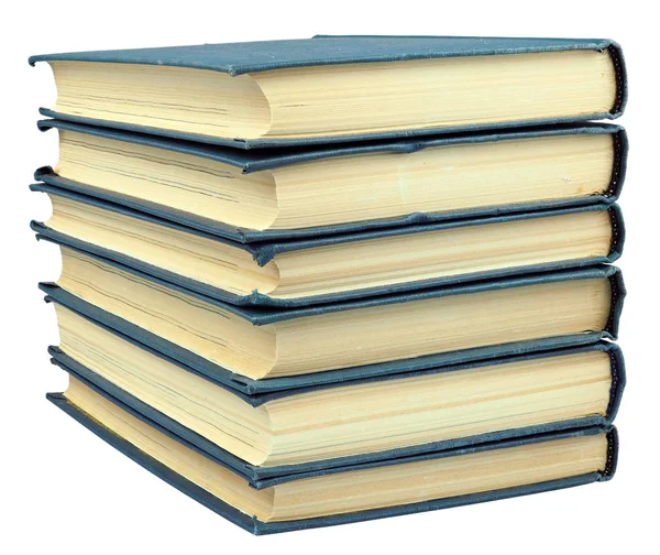 Stack of old blue books isolated on white background — Stock Photo, Image