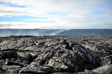 Hawaii volkan Kilauea civarında sertleştirilmiş lav