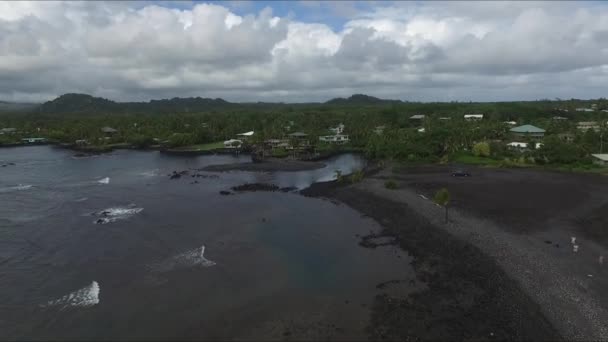 Тихоокеанское Побережье Гавайского Большого Острова Захвачено Высоты Птичьего Полета — стоковое видео