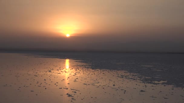 Západ Slunce Poušti Danakil — Stock video