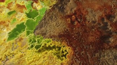 bir kuş bakışı (Etiyopya, Danakil çöl üzerinden Dallol yanardağ)