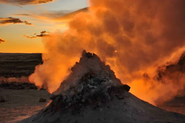 Islandia Matahari Terbit Situs Panas Bumi Hverir — Stok Foto