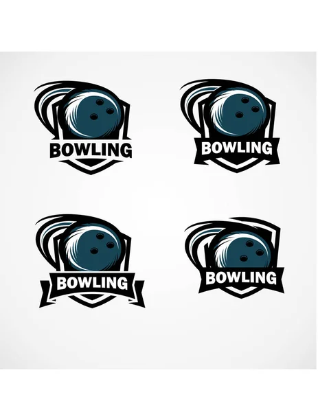 Bowlingabzeichen Logo Vektor Set Von — Stockvektor