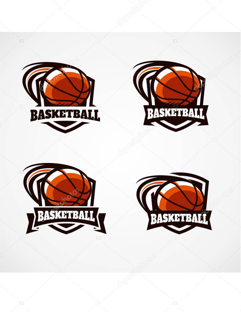 Basketball Badge Logo Vector Set of 4
